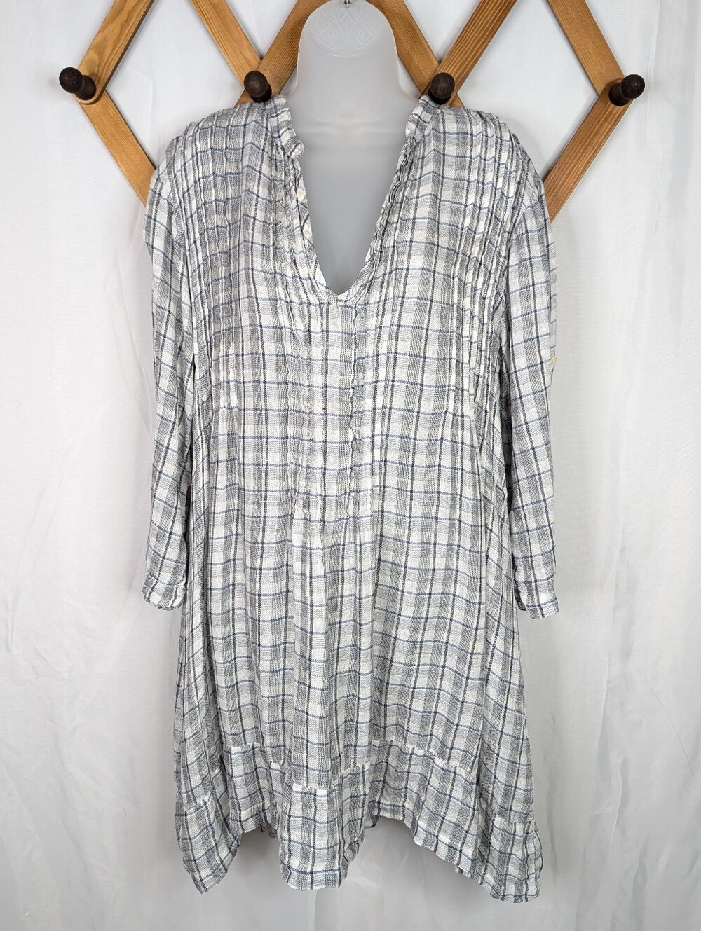 CP Shades 100% Linen Regina Plaid Pleased Tunic Dress - Size Medium